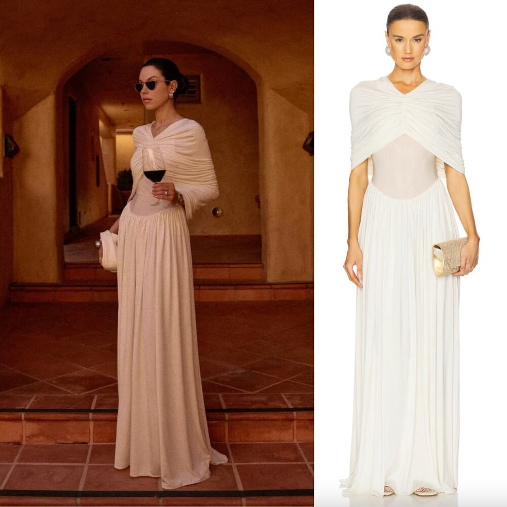 HELSA | NWT Philomena Jersey Dress in Vanilla Draped Maxi lvory M